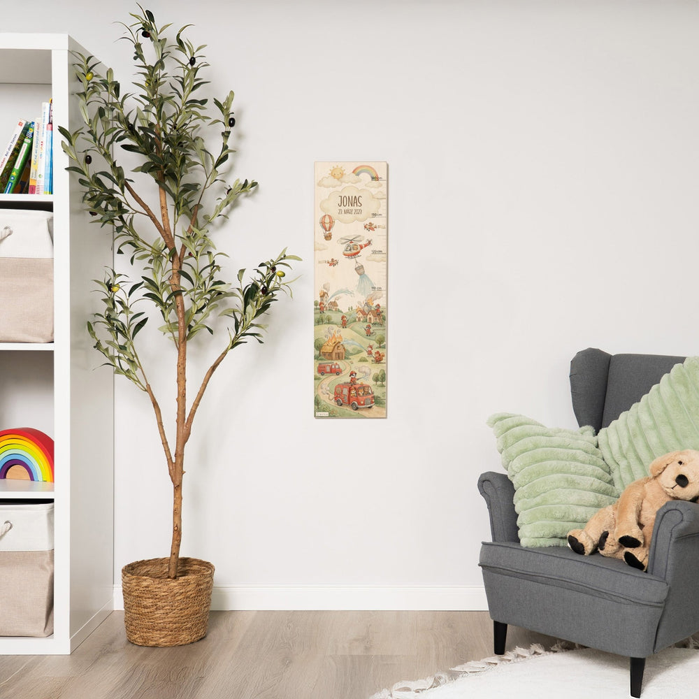 Messlatte Kinder Holz - tierische Feuerwehr - Muckelmeister