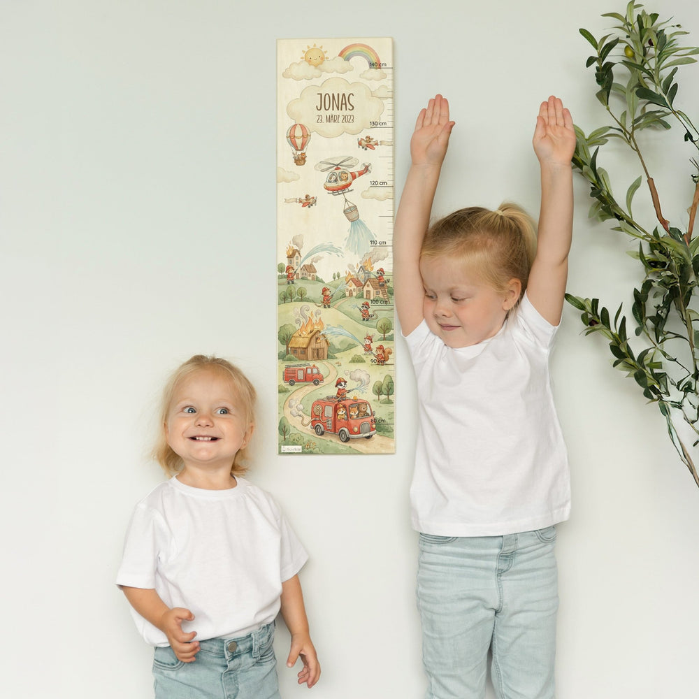 Messlatte Kinder Holz - tierische Feuerwehr - Muckelmeister