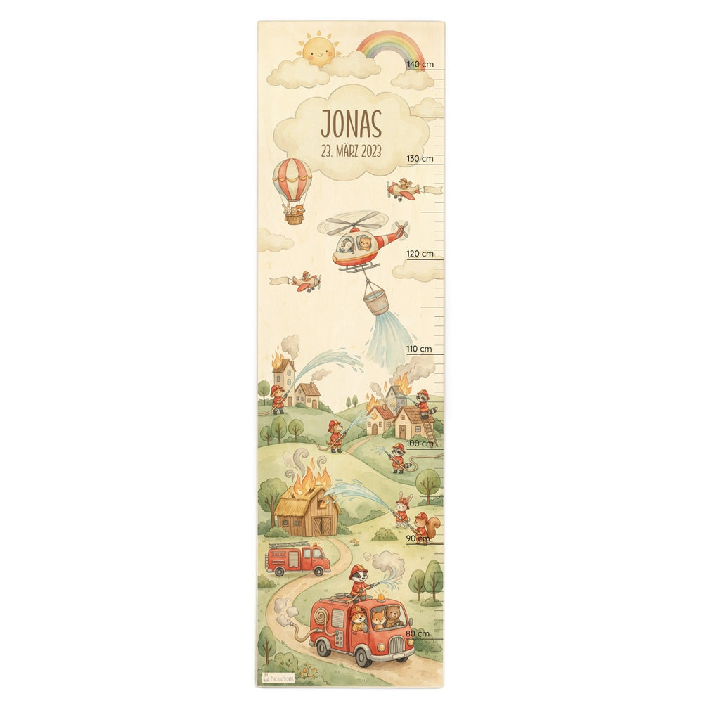 Messlatte Kinder Holz - tierische Feuerwehr - Muckelmeister