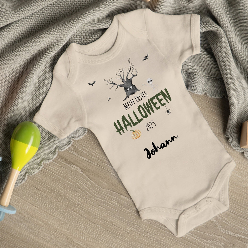 Klassischer Babystrampler kurzärmlig - Mein erstes Halloween - Skelett - Muckelmeister
