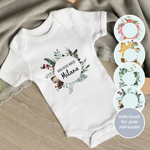 Klassischer Babystrampler kurzärmlig - Jahreszeiten Kreis