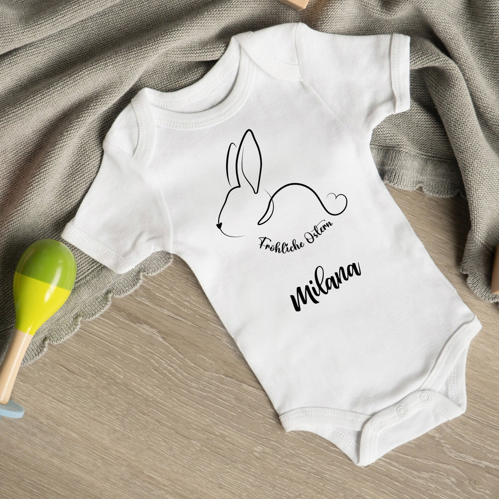 Klassischer Babystrampler kurzärmlig - Hasenherz - Muckelmeister