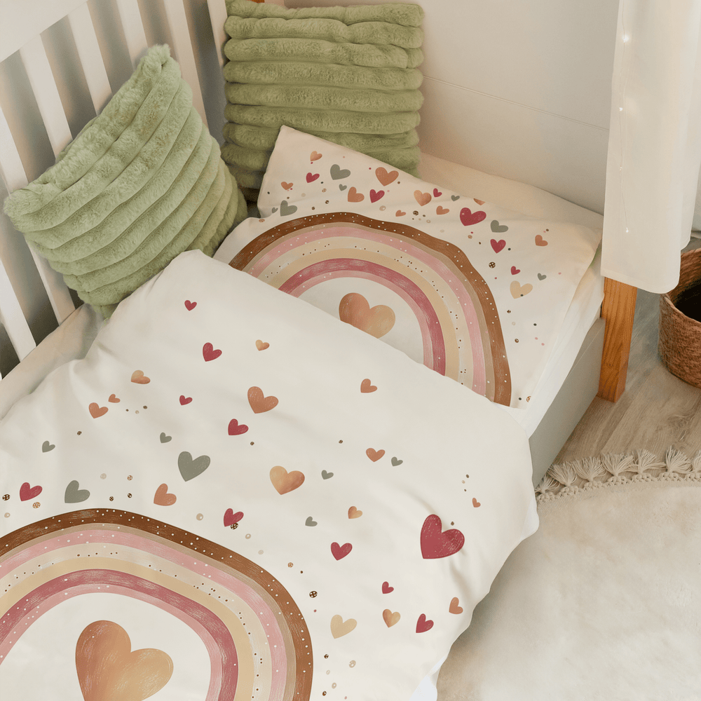 Personalisierter Bettbezug - Bettdecke 100x35cm - Regenbogen Rosa - Muckelmeister