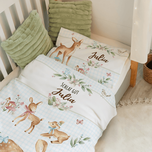 Personalisierter Bettbezug - Bettdecke 100x35cm -  Reh