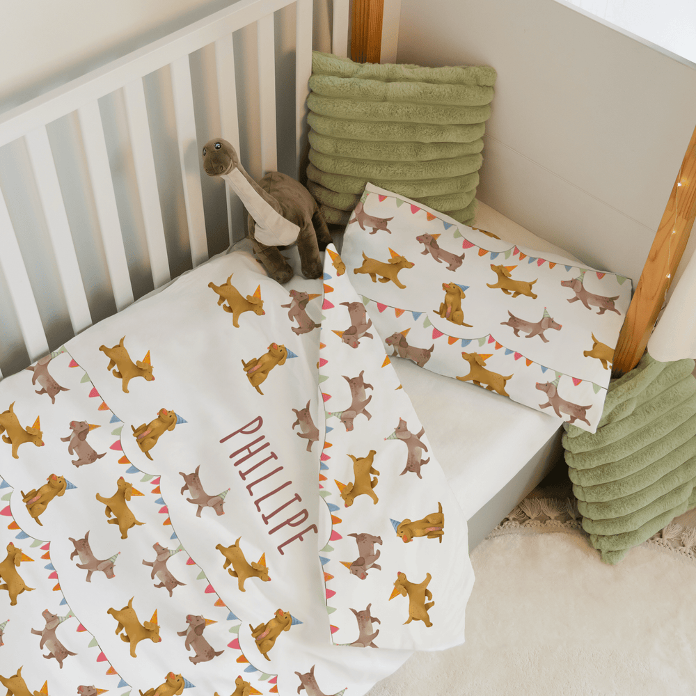 Personalisierter Bettbezug - Bettdecke 100x35cm - Hunde Parade - Muckelmeister