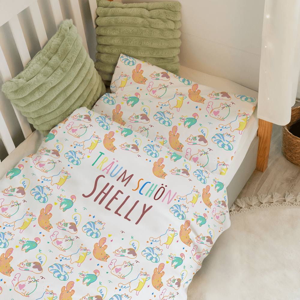 Personalisierter Bettbezug - Bettdecke 100x35cm - Katzen Chaos - Muckelmeister