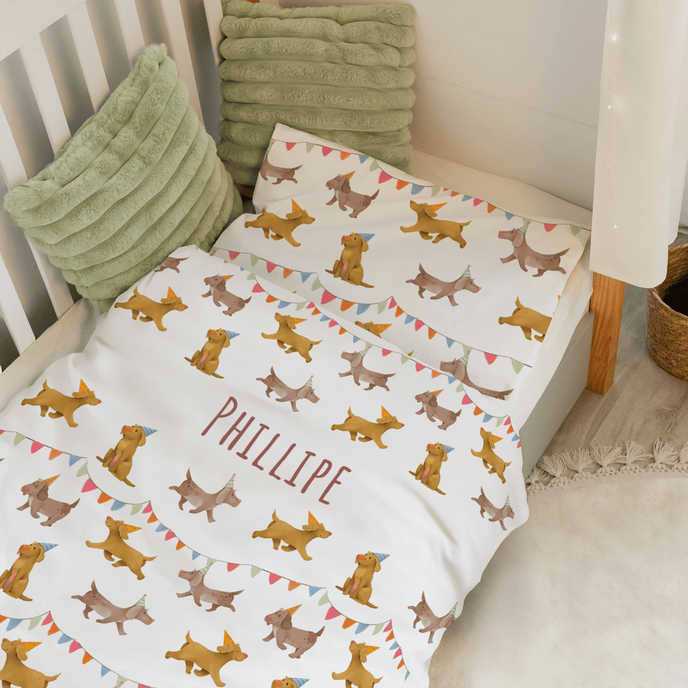 Personalisierter Bettbezug - Bettdecke 100x35cm - Hunde Parade - Muckelmeister
