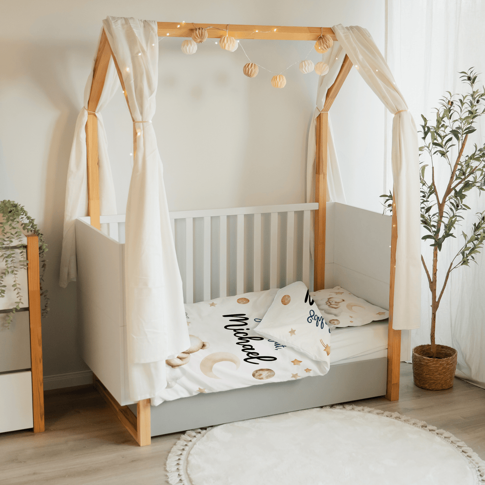 Personalisierter Bettbezug - Bettdecke 100x35cm - schlafendes Bärchen - Muckelmeister