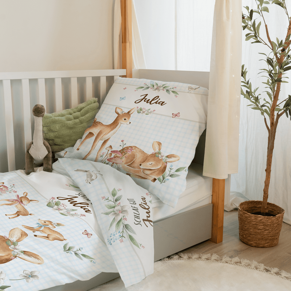 Personalisierter Bettbezug - Bettdecke 100x35cm - Reh - Muckelmeister
