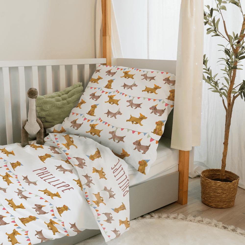 Personalisierter Bettbezug - Bettdecke 100x35cm - Hunde Parade - Muckelmeister