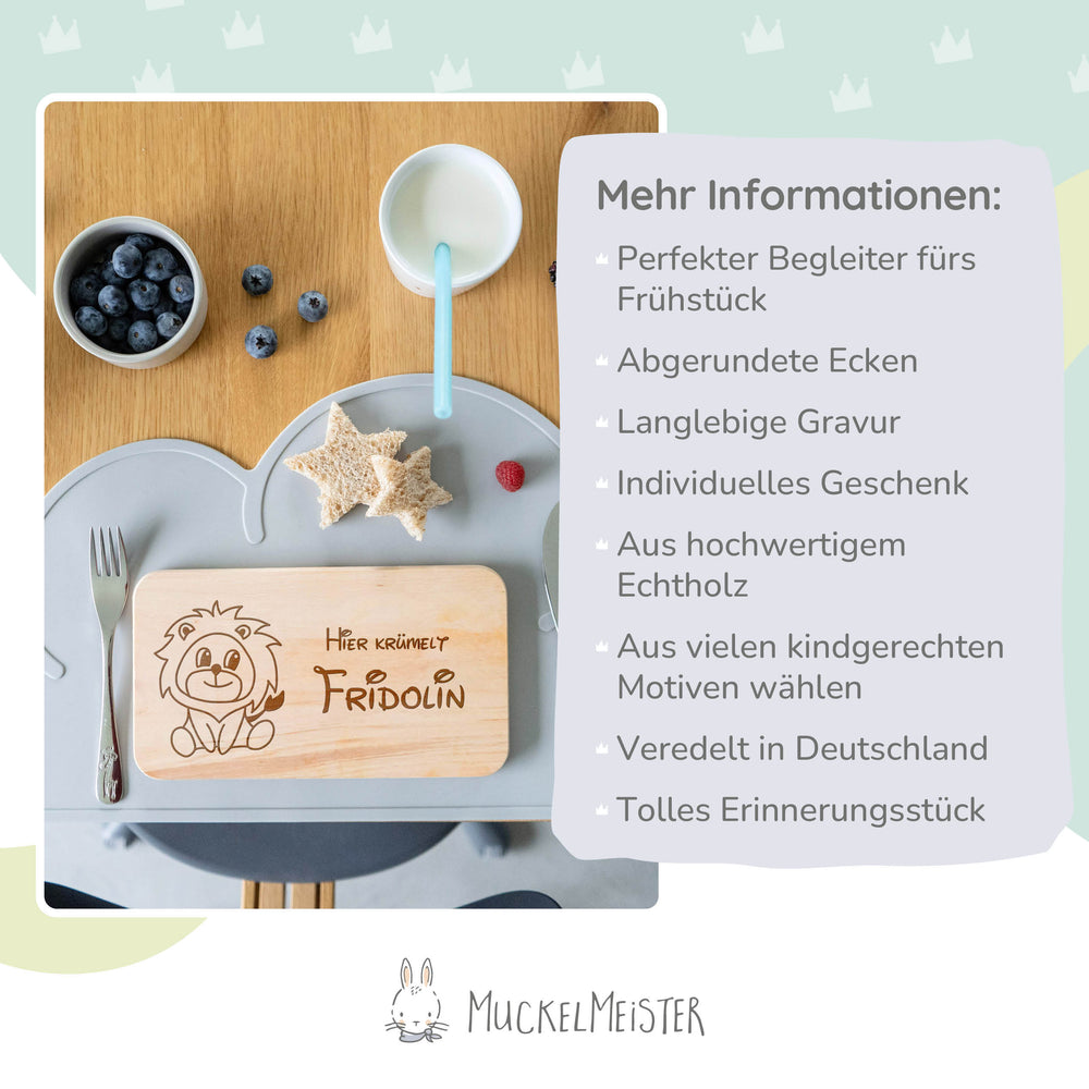Frühstücksbrettchen Personalisiert mit Tiermotiven - Muckelmeister