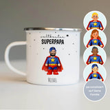 Personalisierte Emaille Tasse - " Weltbester Superpapa und Weltbeste Supermama " - Muckelmeister