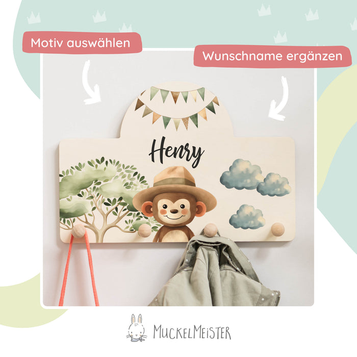 Kindergarderobe Personalisiert - Affe