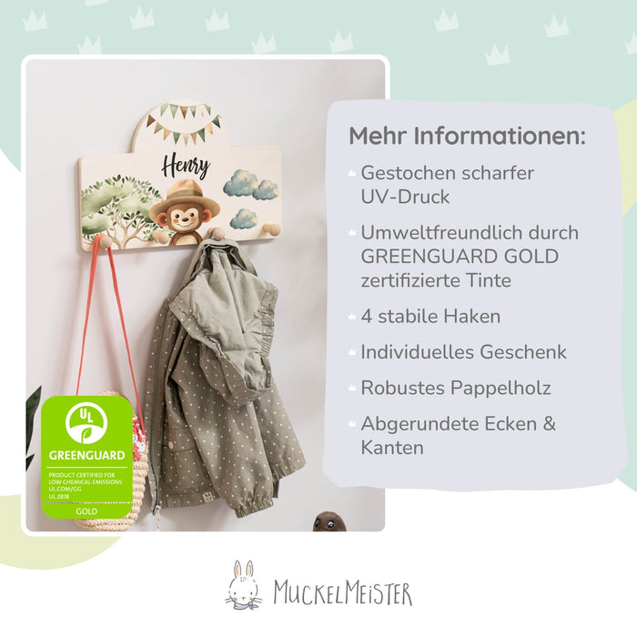 Kindergarderobe Personalisiert - Affe