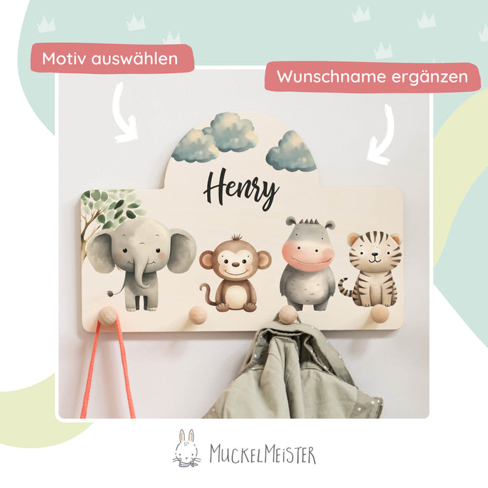 Kindergarderobe Personalisiert - Safari
