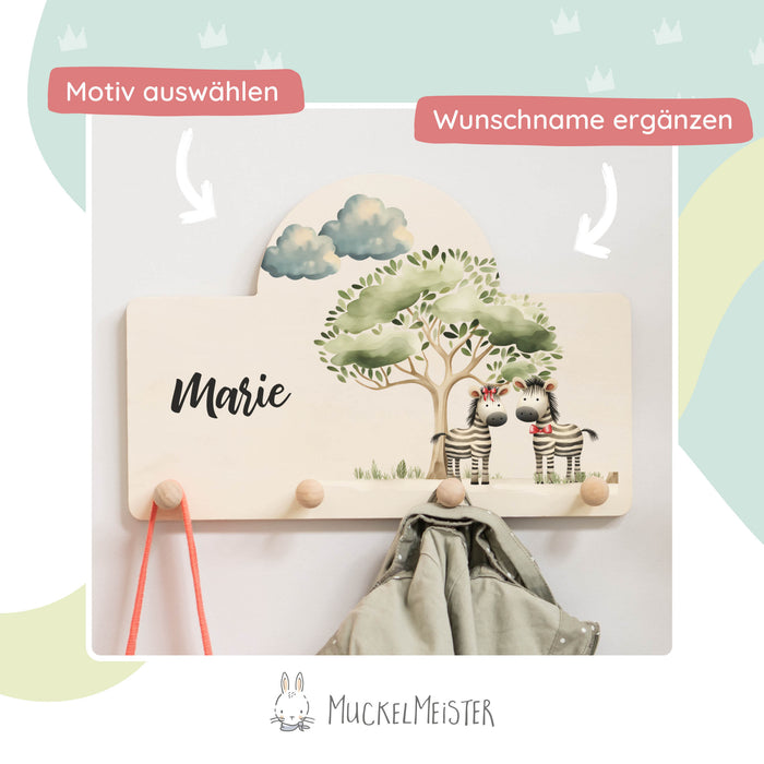 Kindergarderobe Personalisiert - Zebra
