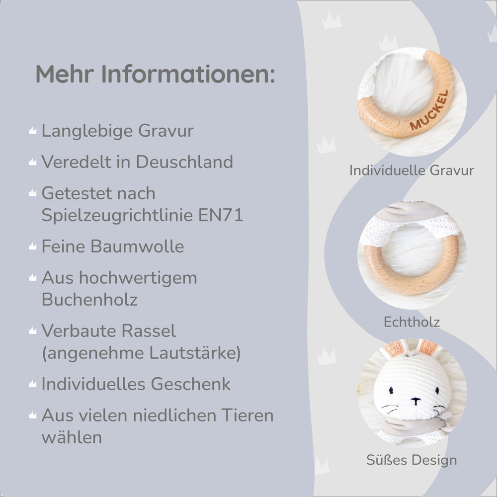 Greifling Baby mit Namen - Muckelmeister Hase - Muckelmeister