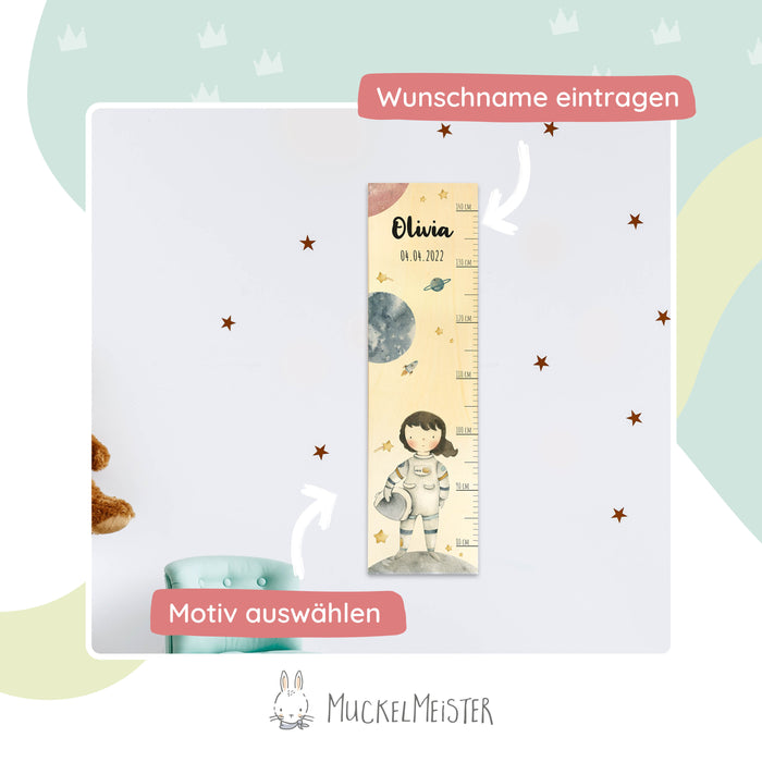 Messlatte Kinder Holz Motiv Astronaut