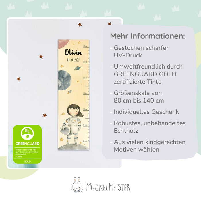 Messlatte Kinder Holz Motiv Astronaut