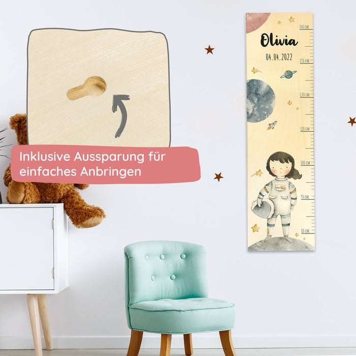 Messlatte Kinder Holz Motiv Astronaut