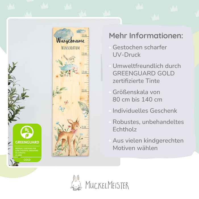Messlatte Kinder Holz Motiv Reh