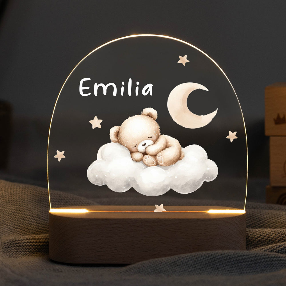 Nachtlicht Kinder personalisiert - Bär auf Wolke - Muckelmeister