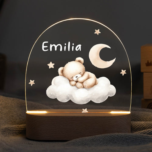 Nachtlicht Kinder personalisiert - Bär auf Wolke