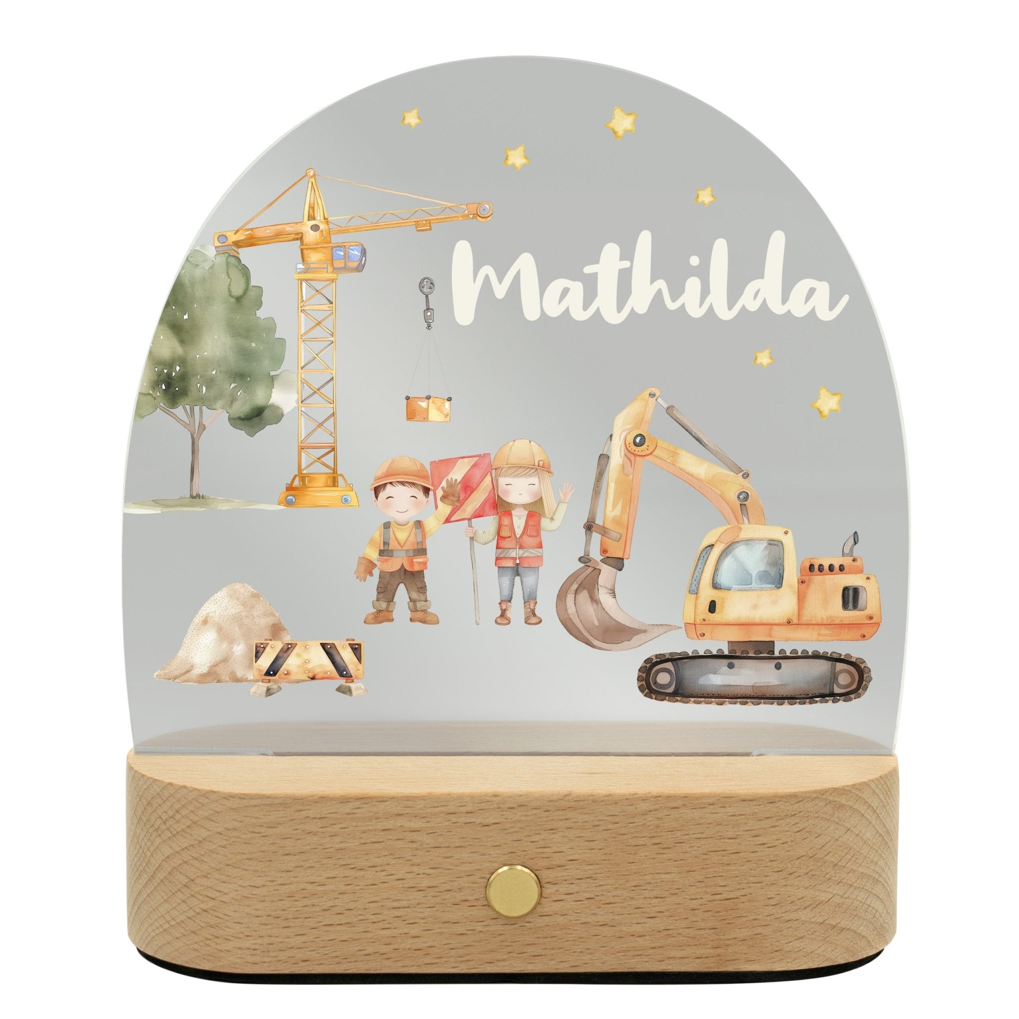 LED Nachtlicht Kinder personalisiert - Baustelle