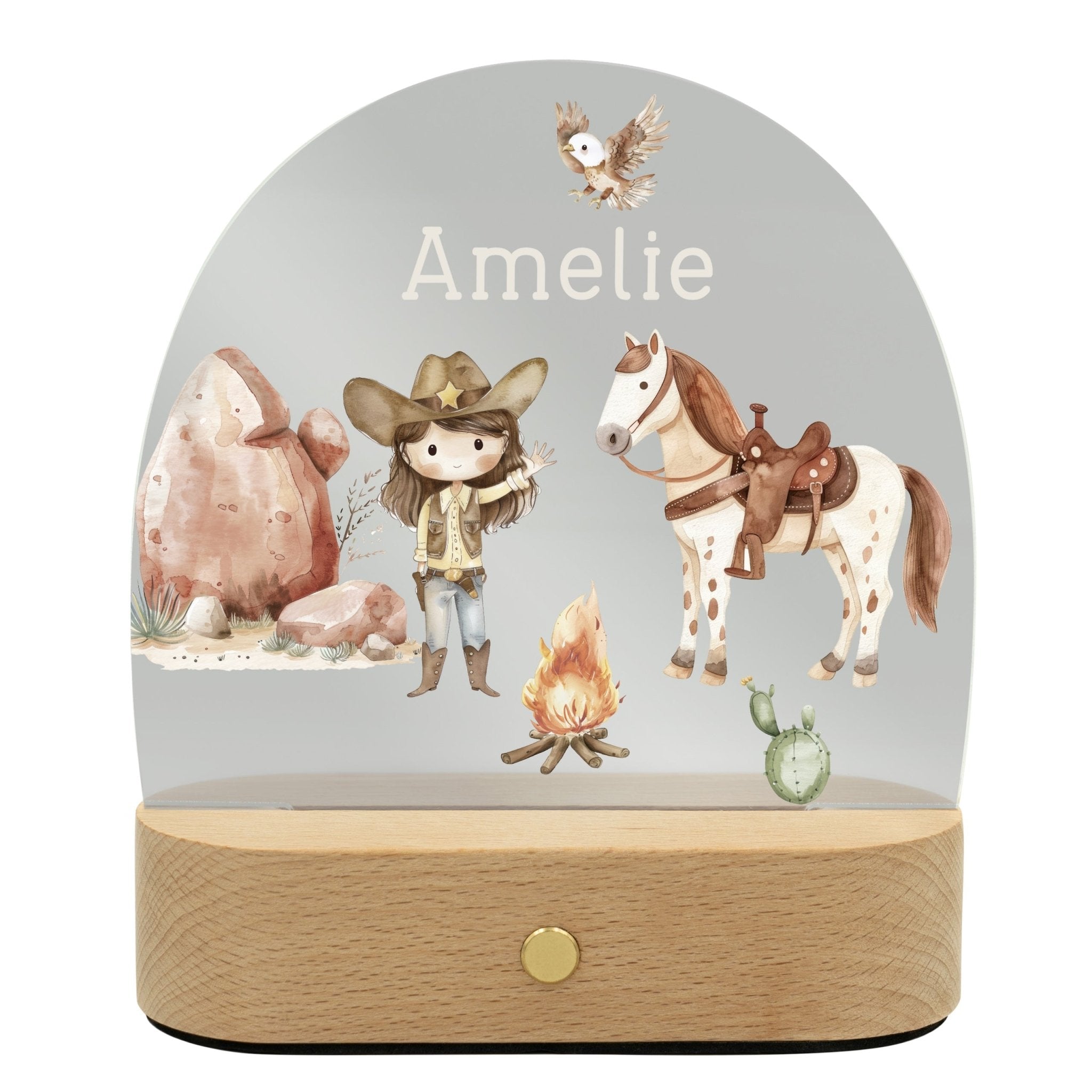 LED Nachtlicht Kinder personalisiert - Cowgirl