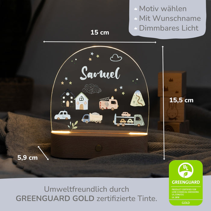 LED Nachtlicht Kinder personalisiert - Autos