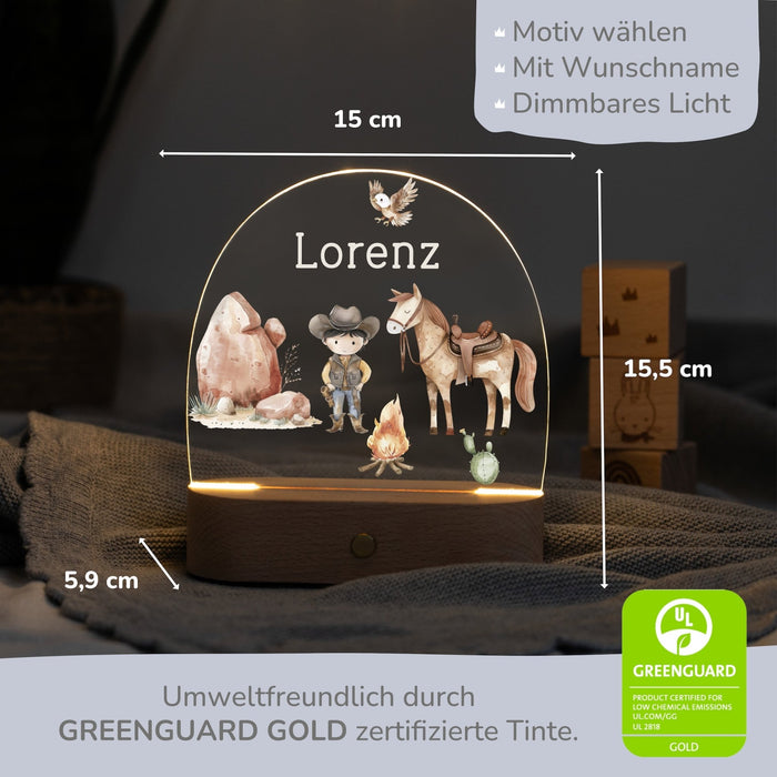 LED Nachtlicht Kinder personalisiert - Cowboy