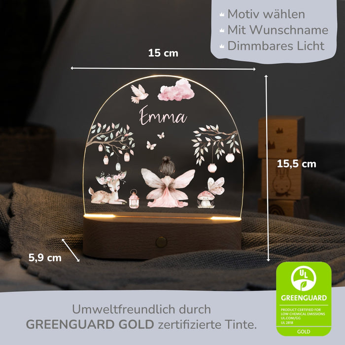 LED Nachtlicht Kinder personalisiert - Fee sitzend