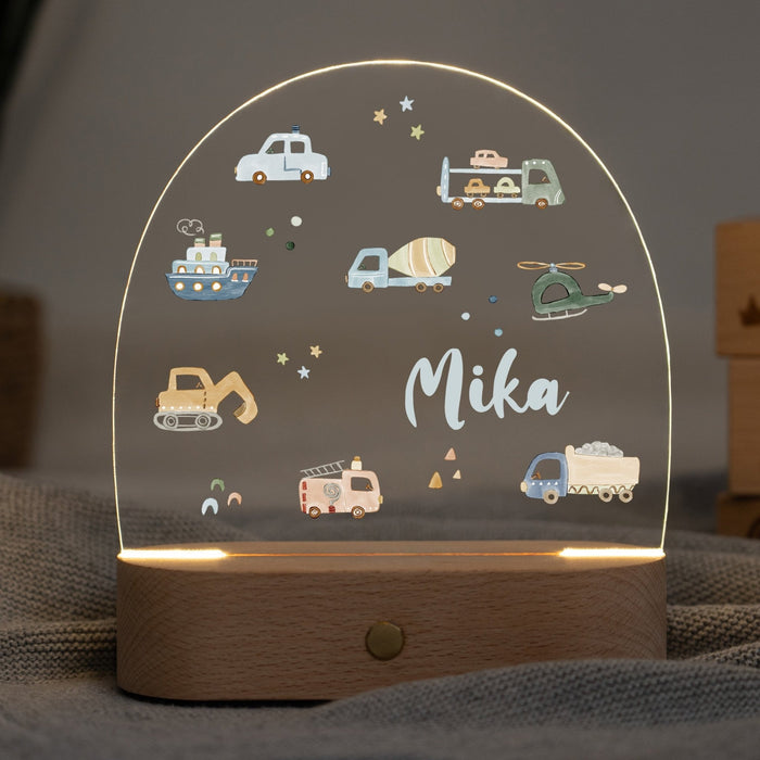LED Nachtlicht Kinder personalisiert - Fahrzeuge