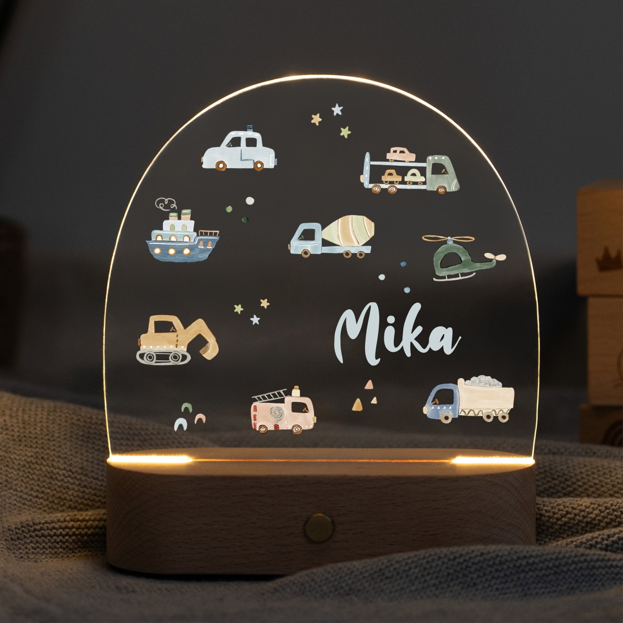 LED Nachtlicht Kinder personalisiert - Fahrzeuge