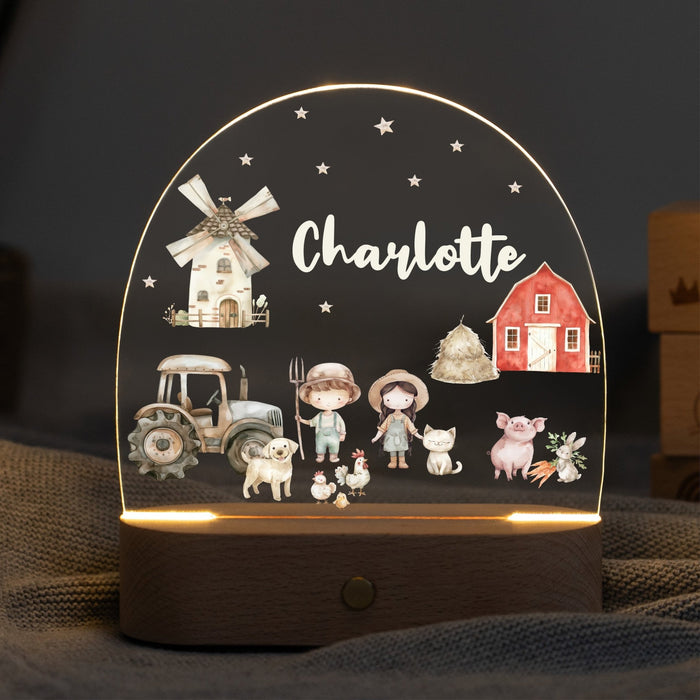 LED Nachtlicht Kinder personalisiert - Bauernhof