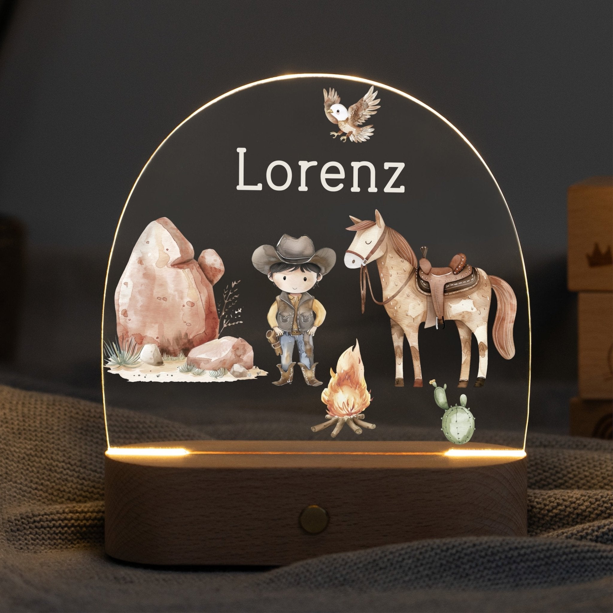 LED Nachtlicht Kinder personalisiert - Cowboy