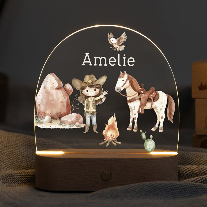 LED Nachtlicht Kinder personalisiert - Cowgirl