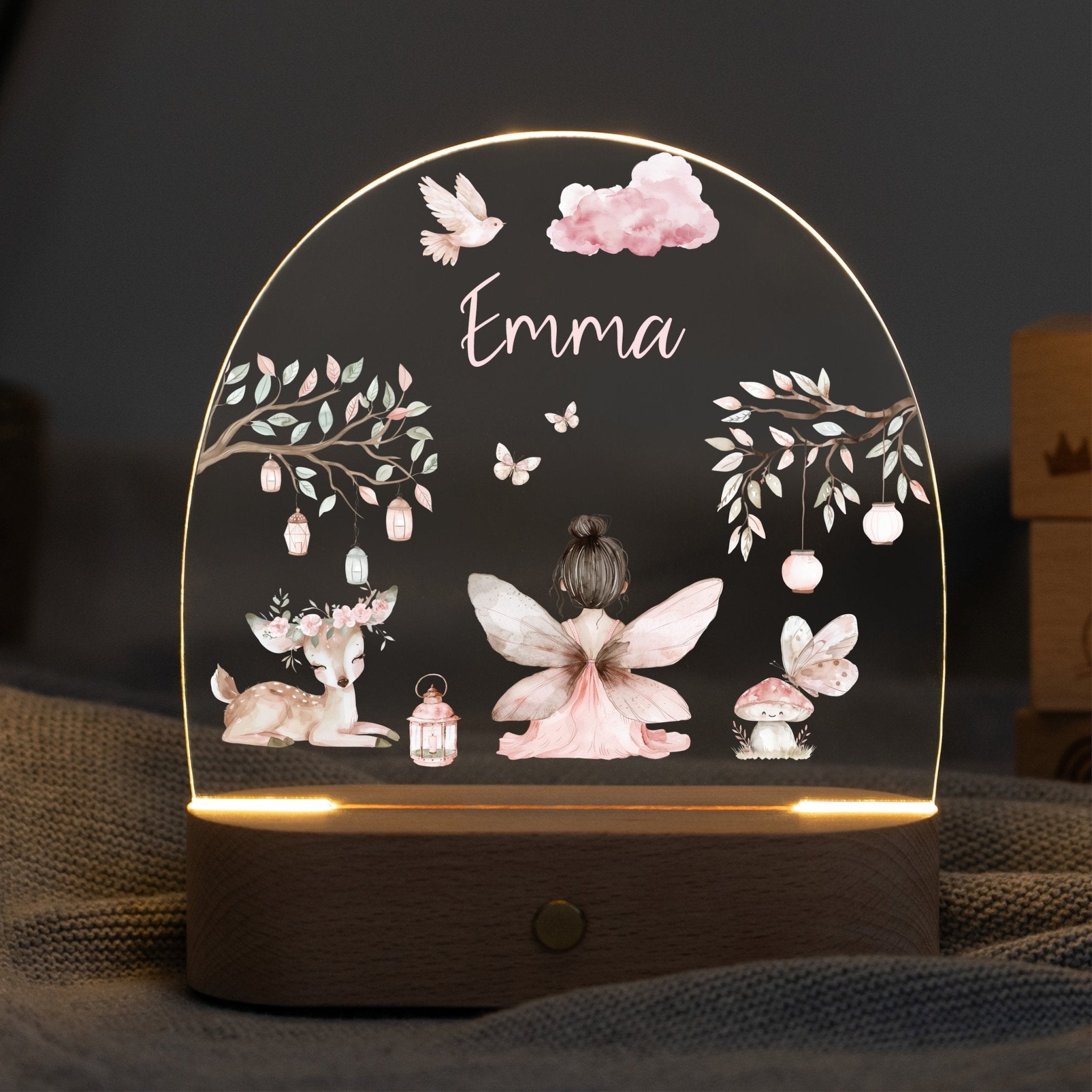 LED Nachtlicht Kinder personalisiert - Fee sitzend