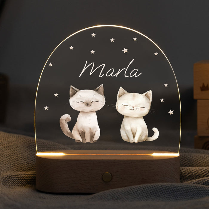LED Nachtlicht Kinder personalisiert - Katzen