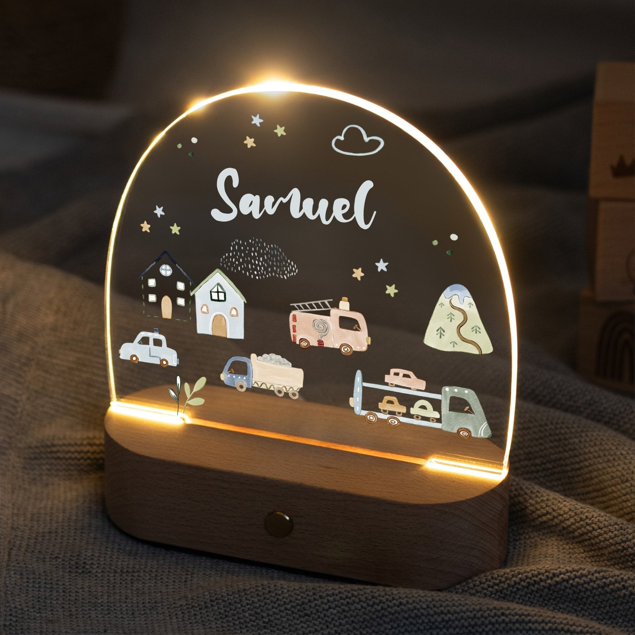 LED Nachtlicht Kinder personalisiert - Autos