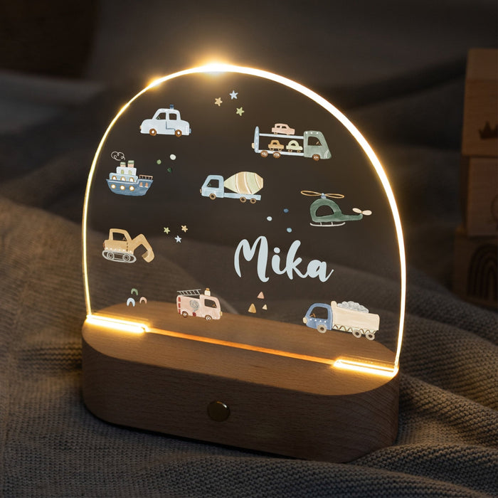 LED Nachtlicht Kinder personalisiert - Fahrzeuge