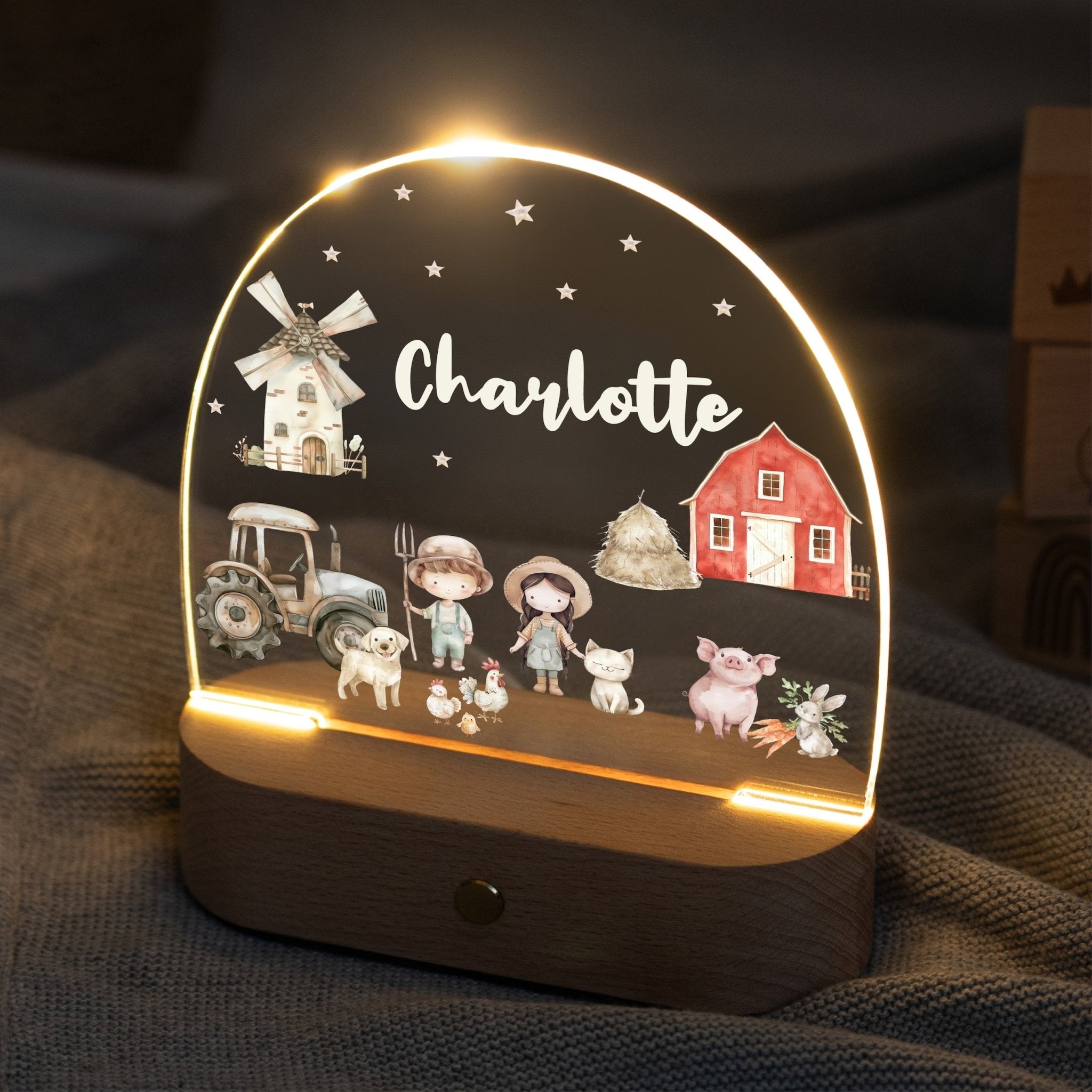 LED Nachtlicht Kinder personalisiert - Bauernhof