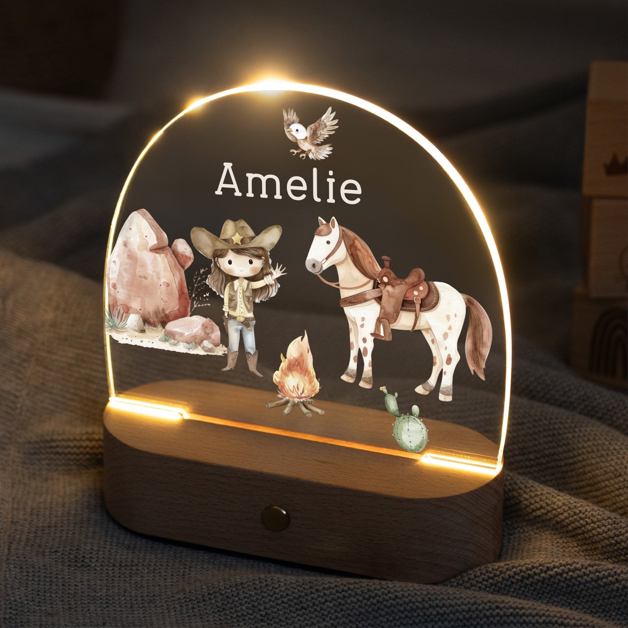 LED Nachtlicht Kinder personalisiert - Cowgirl