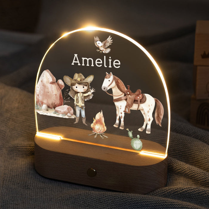 LED Nachtlicht Kinder personalisiert - Cowgirl