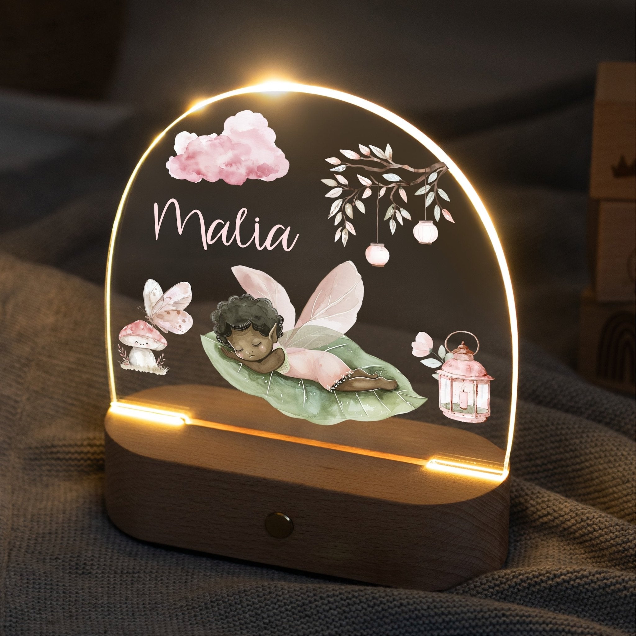 LED Nachtlicht Kinder personalisiert - Fee schlafend