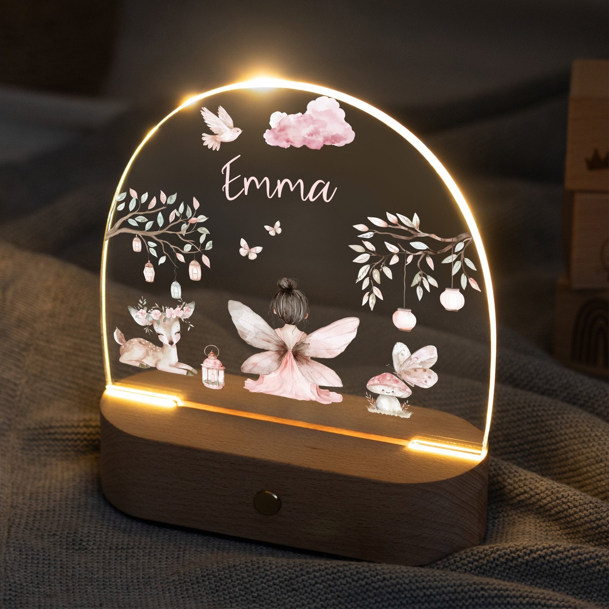 LED Nachtlicht Kinder personalisiert - Fee sitzend