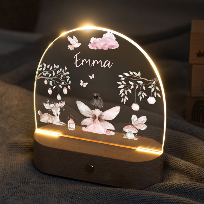LED Nachtlicht Kinder personalisiert - Fee sitzend