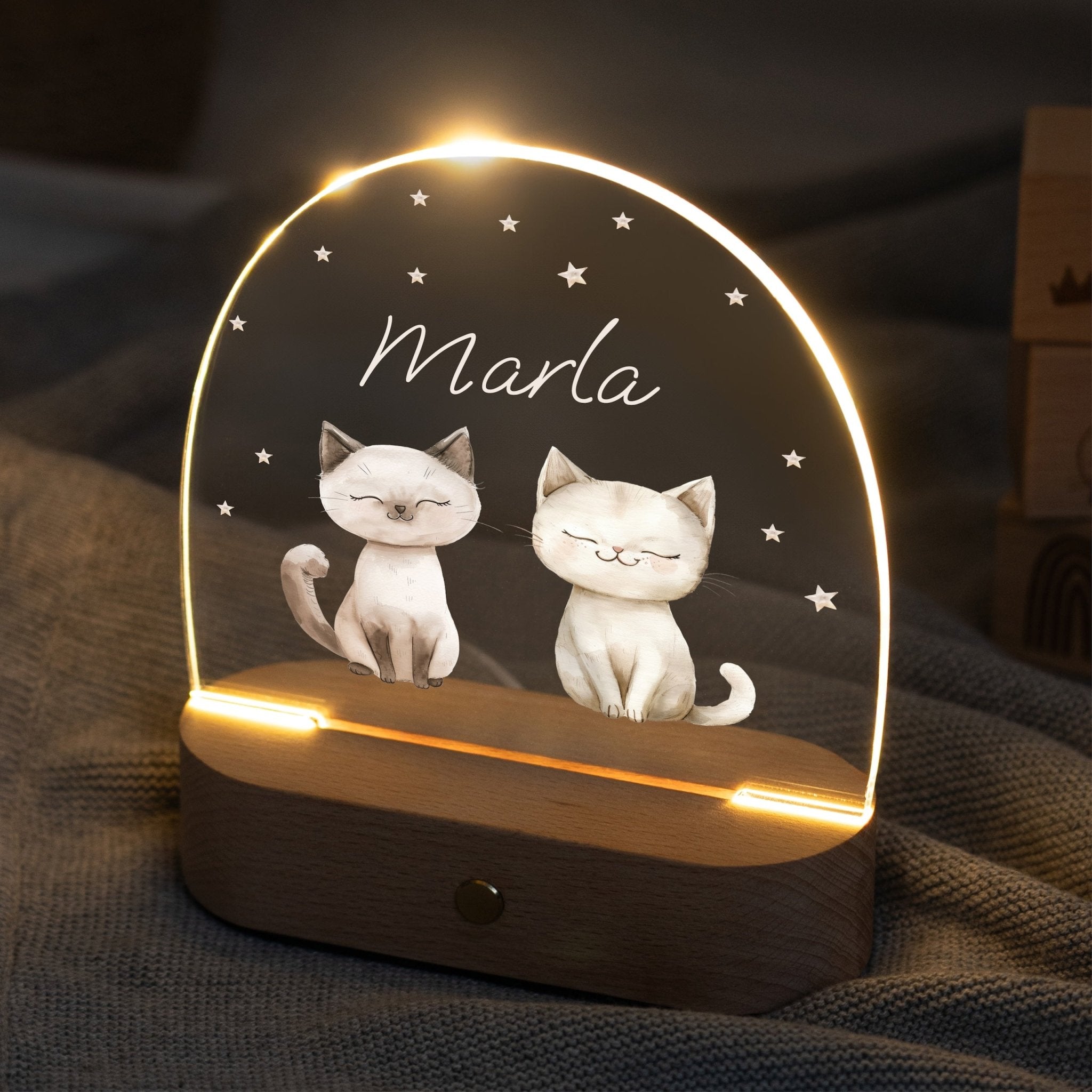 LED Nachtlicht Kinder personalisiert - Katzen