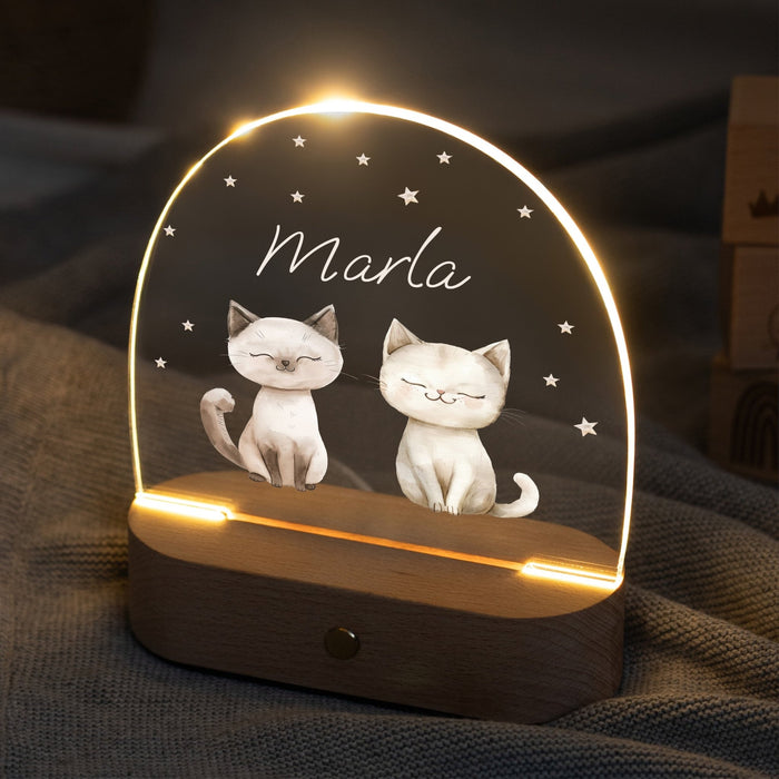 LED Nachtlicht Kinder personalisiert - Katzen