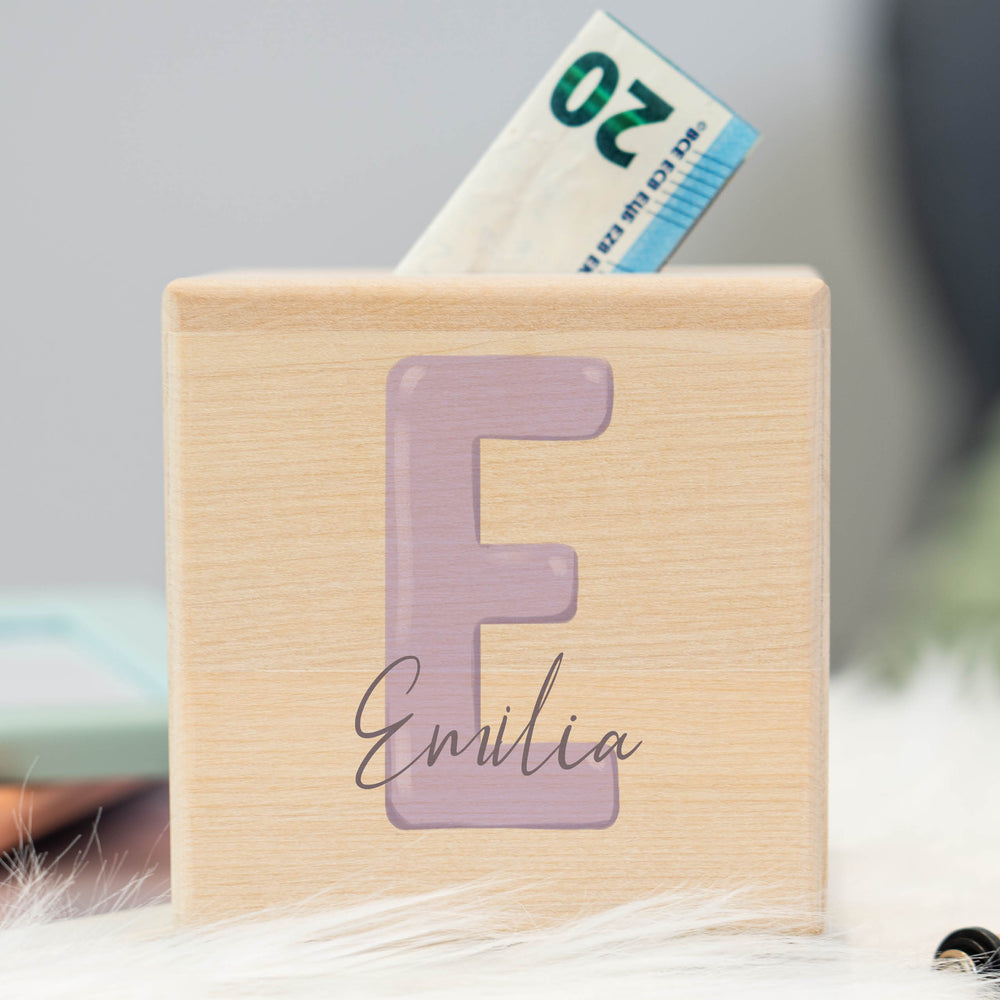 Spardose Personalisiert Buchstabe Lila - Muckelmeister